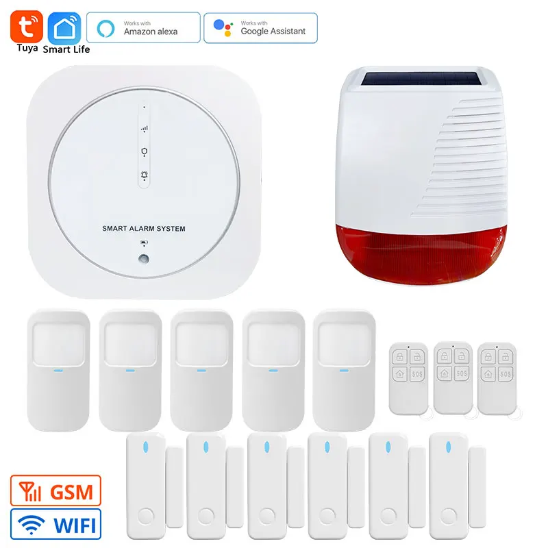 WIFI GSM Smart Alarm System Wireless Connect Tuya App PIR Motion Detector Door Sensor Home Security Protection Alarm System Kit