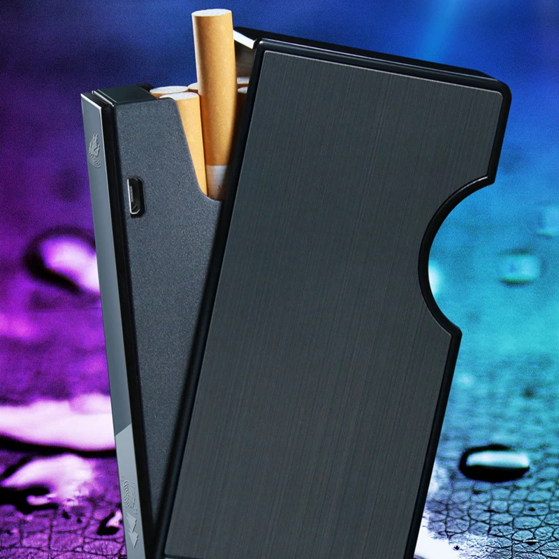 Легкий интегрированный Автоматический чехол для сигарет перезаряжаемый с 10 зажигалками USB Перезаряжаемый