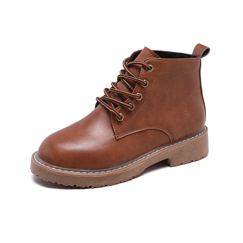 Классические модные Женские осенние ботильоны высокого круглый носок в