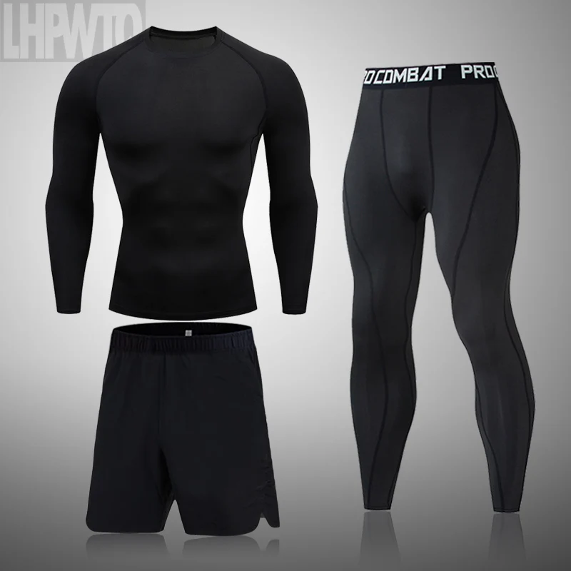 

Man Thermal Underwear Set Gyms Workout Compression Long Johns Leggings Running Tracksuit Quick-Drying Training Suit MMA