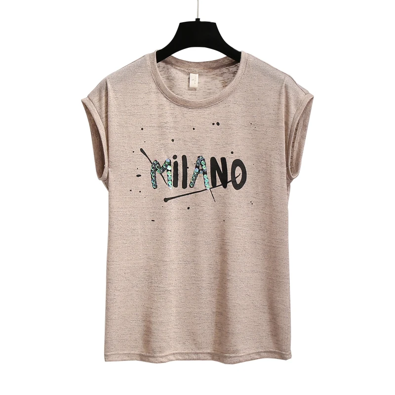 

Fashion Ice Silk Sleeveless T Shirt Women's 2021 Summer Loose Underwaist Tank Short Tops Female Outerwear Letter T Shirt