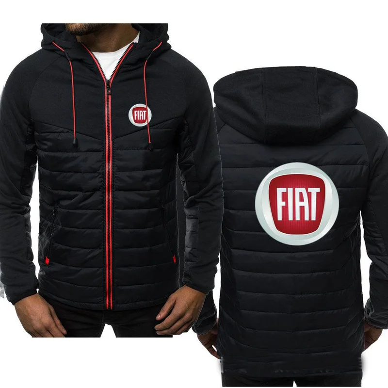 

Winter Men's Hoodies Fiat Logo Coat Zipper Hooded Jacket Cotton Coat Slim Fit Fashion Thicken Warm Outwear Man Tracksuit