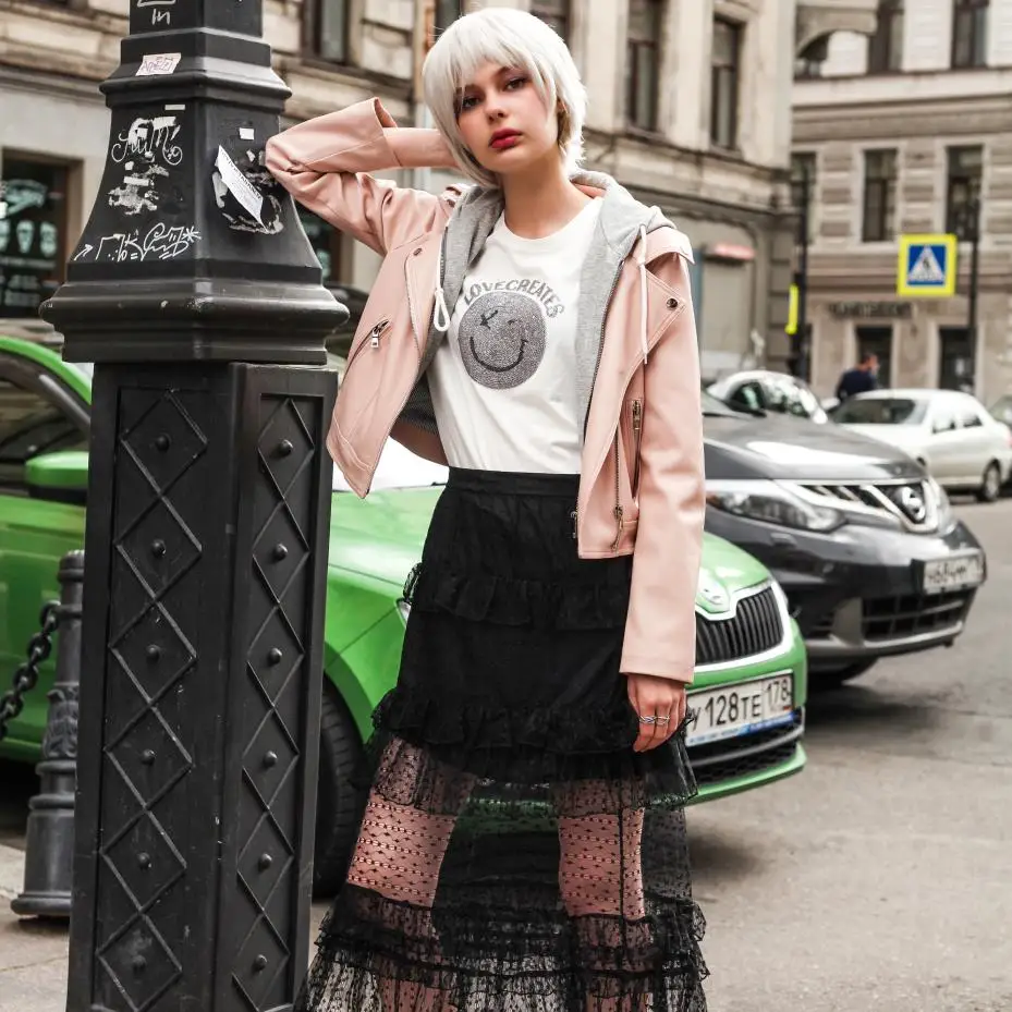 fake two pieces pu leather jackets female street style zipper stitching hooded autumn winter warm outerwear F46 | Женская одежда