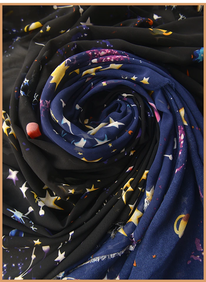 Шифоновая ткань с изображением Галактических Космических звезд разнообразная