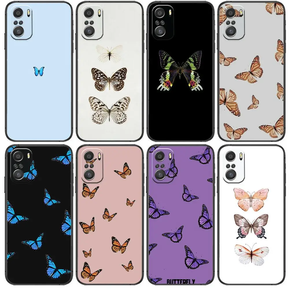 

Beautiful Butterfly Pattern Phone Case For xiaomi mi 11 Lite pro Ultra 10s 9 8 MIX 4 FOLD 10T 5g Black Cover Silicone Back Prett
