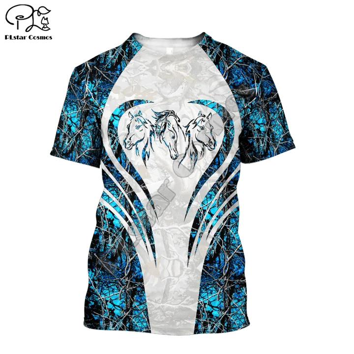 

PLstar Cosmos Love Racing Horse Camo Animal Fashion t shirts 3D printed Unisex Summer T-shirt Short Sleeve Men for Women