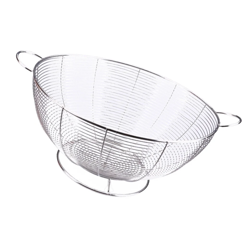 

Stainless Steel Mesh Strainer Bowl Drainer Vegetable Drain Basket Storage Fruit Washing Bowl Kitchen Tool