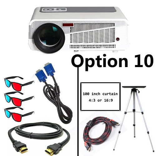 Option 10 Poner Saund светодиодный 86+ wifi светодиодный Android 6,0 умный проектор 1080P проектор 5500 люмен со штативом 10 м HDMI настенный кронштейн для штор - Цвет: Option 10