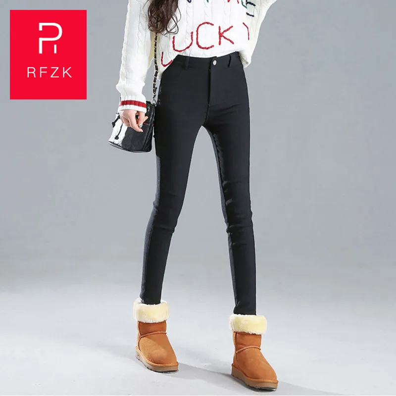 Женские бархатные леггинсы Rfzk Plus зимняя одежда 2020 теплые плотные черные
