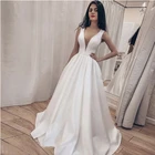 Женское атласное платье LUXIYIAO LO142, Элегантное Длинное Свадебное платье с глубоким V-образным вырезом для невесты