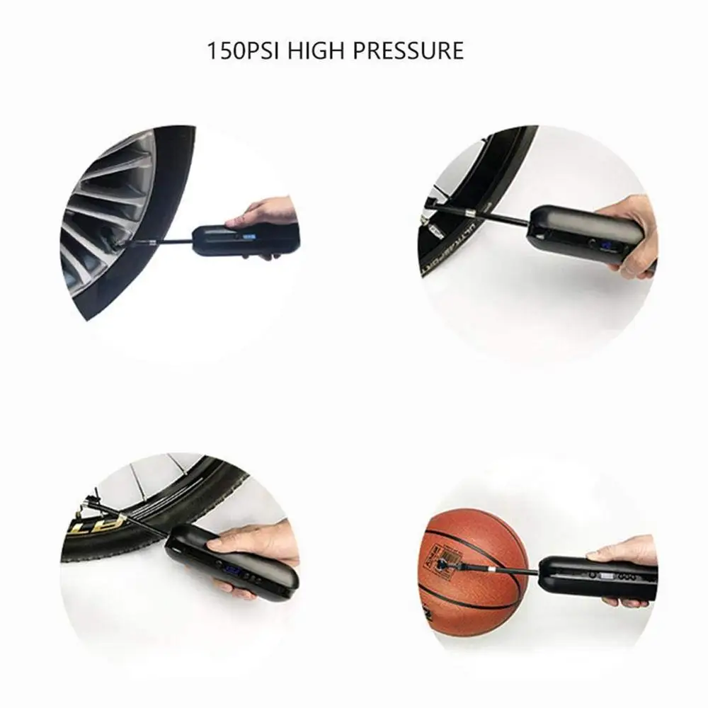 Портативный мини насос электрический с ЖК дисплеем 2000 мАч внешний аккумулятор