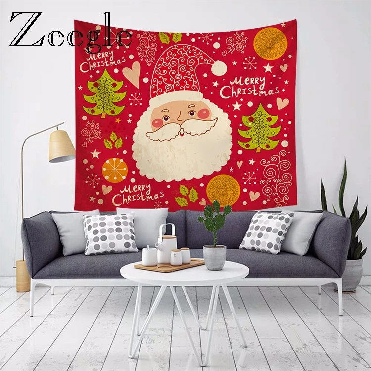 

Zeegle Christmas Tapestry Picnic Mat Bedroom Account Bedside Yoga Mat Tapestry New Year Blanket Home Decoration Wall Hanging