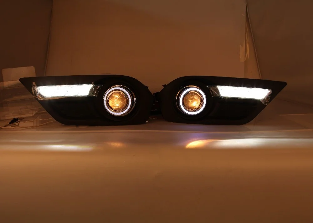 Eosuns инновационный Cob Ангел глаз + светодиодные дневные ходовые огни Drl гало