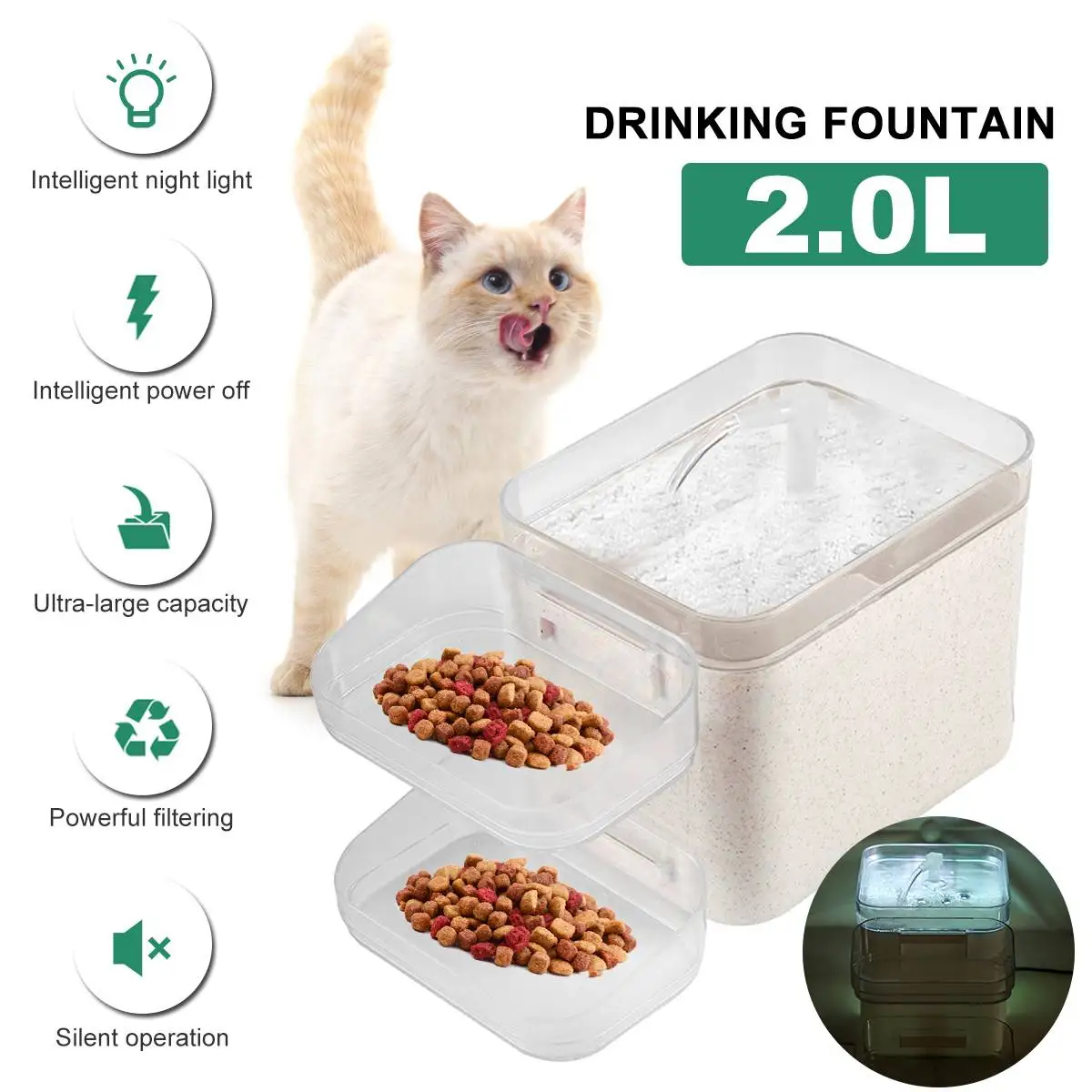 

2L Pet Water Drinker Dispenser Automatic Dog Cat Feeder Waterer Bowl Bottle Dog Cat Food Water Feeding Dispenser