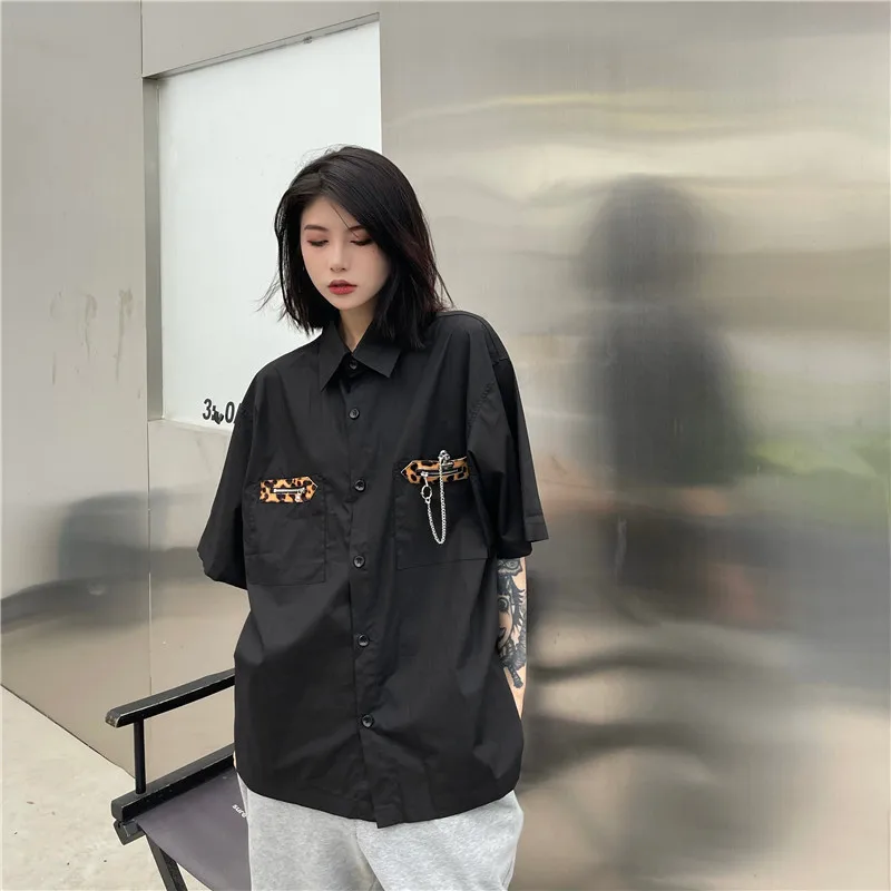 Для мужчин и женщин на пуговицах в стиле пэчворк с леопардовым принтом карманная