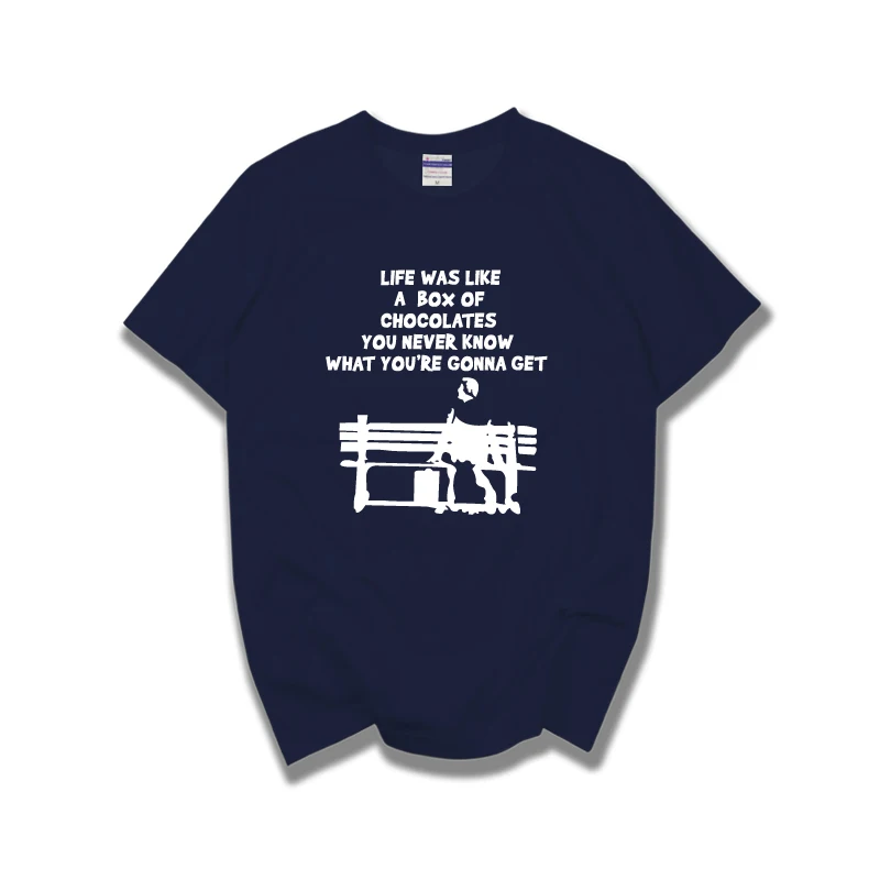 Мужская футболка с коротким рукавом 100% хлопок|cotton tees|jersey menforrest gump |