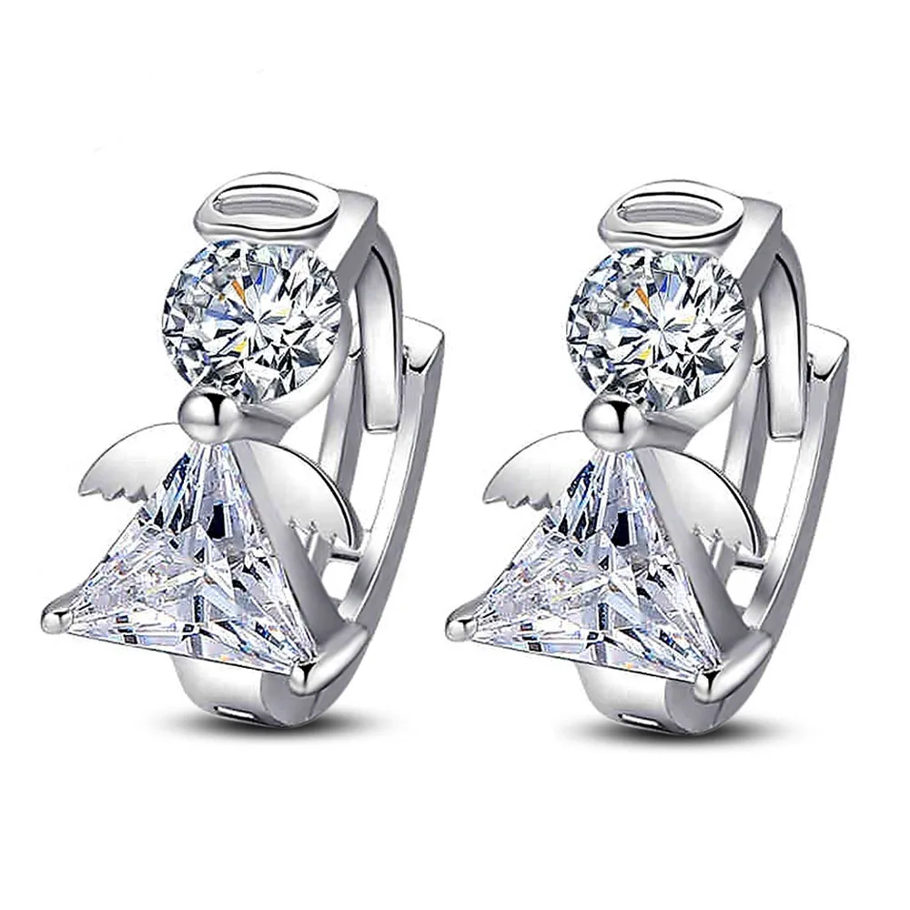 2021 модные дизайнерские серьги гвоздики с ангелом роскошные двойным кристаллом