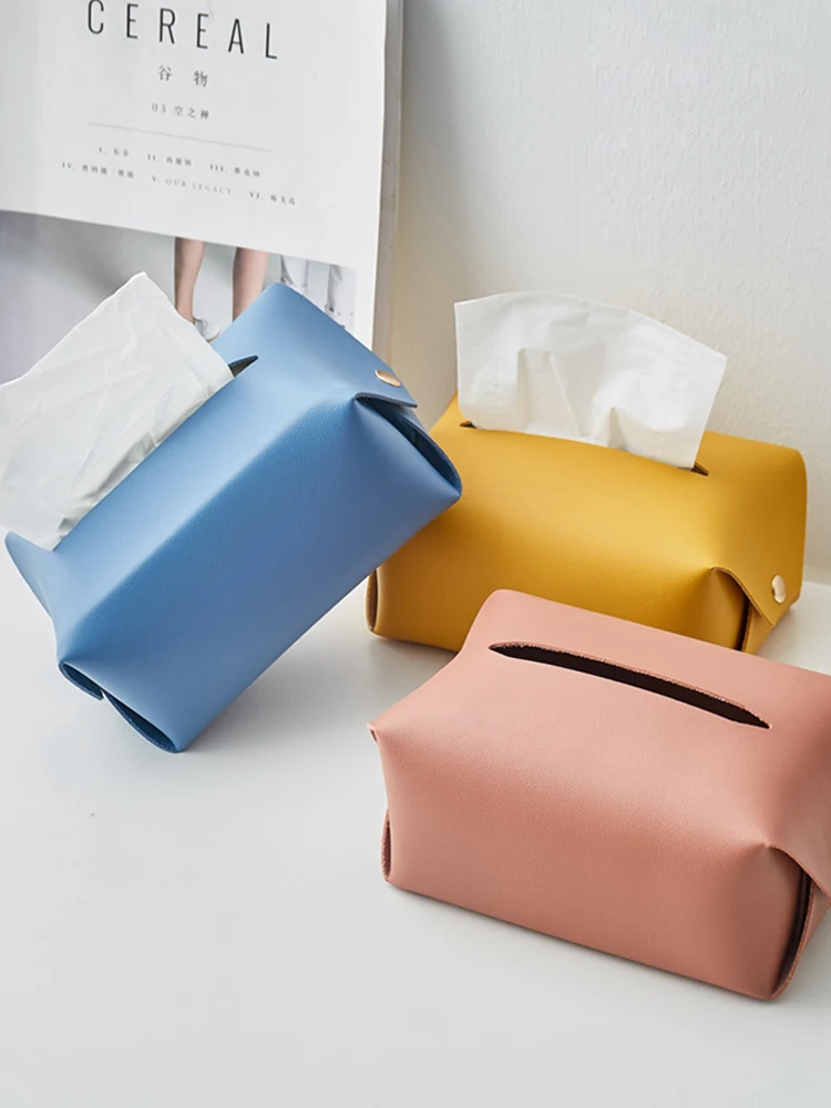 

Nordic Home Decoration Tissue Box Leather Tissue Box Holder Paper Napkins Living Room Bedroom Office Desktop Decor Accessories