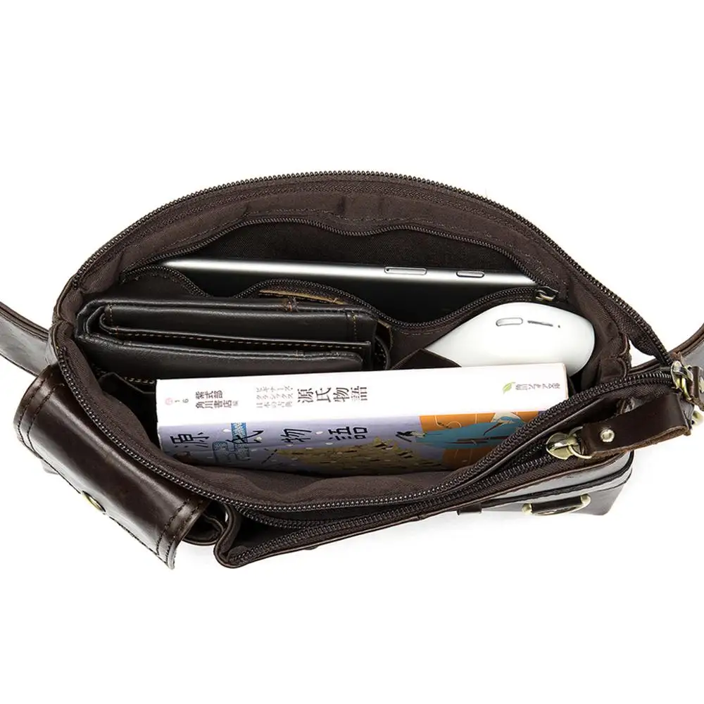 Акция Натуральная Воловья кожа Повседневная поясная сумка кожаная для мужчин |