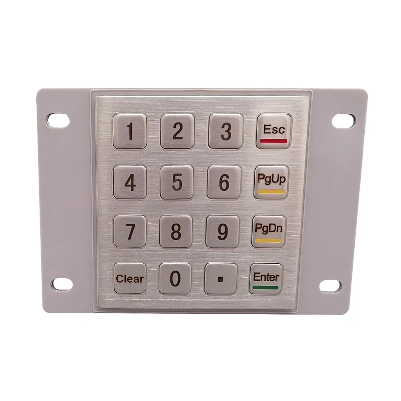 16 Key IP65 Standard Stainless Steel Metal Keypad With Waterproof Silicone For Kiosk Application