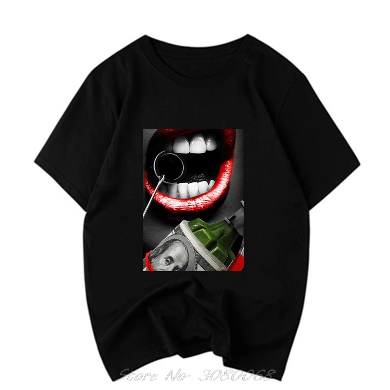 Размера плюс Летняя мужская красные губы Модные повседневные хлопковые топы с