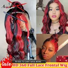 Парик телесной волны, 360 натуральные бразильские человеческие волосы Hghlight красного цвета, HD кружевные передние парики для черных женщин 99J бордового цвета