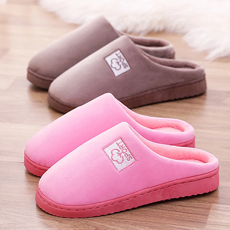 Женские домашние тапочки с вышитыми цветами нескользящая зимняя теплая Домашняя