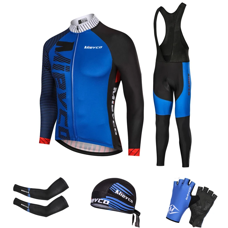 

Мужская велосипедная одежда с длинным рукавом, комплект из Джерси, мужская спортивная форма для езды на горном велосипеде, облегающая куртк...