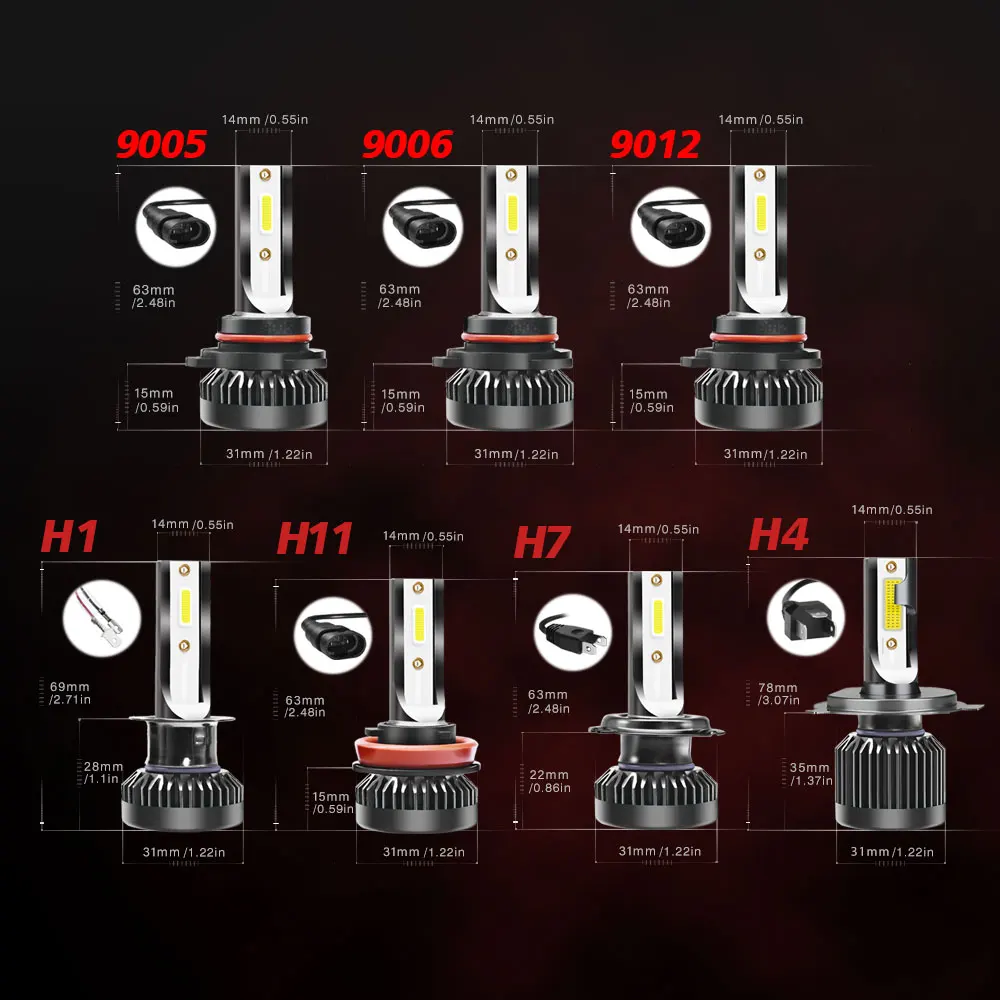

KR Car Accessories H7 LED H4 H11 Car Lamps Mini 9005 9006 Headlight Lamp 8000Lm High Brightness H1 H8 H9 HB3 Led Car Light Bulb