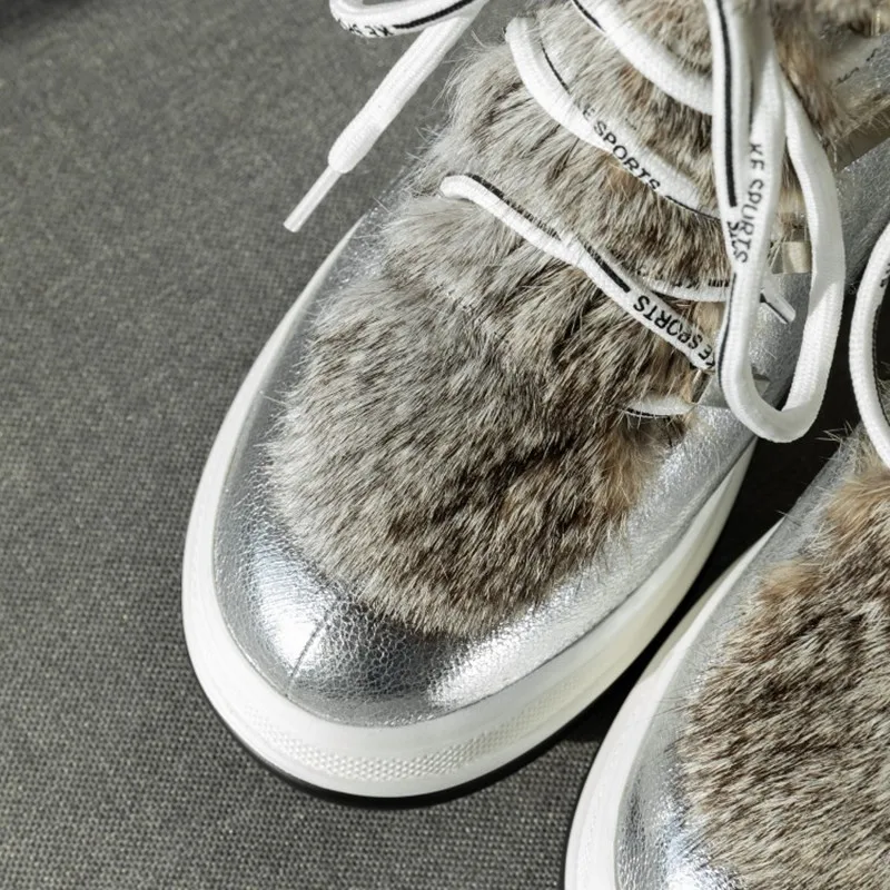 

LeShion Of Chanmeb Brand Women Wool Ankle Boots Winter Fur Short Boots Genuine Leather Office Casual Shoes Woman Platform Boots