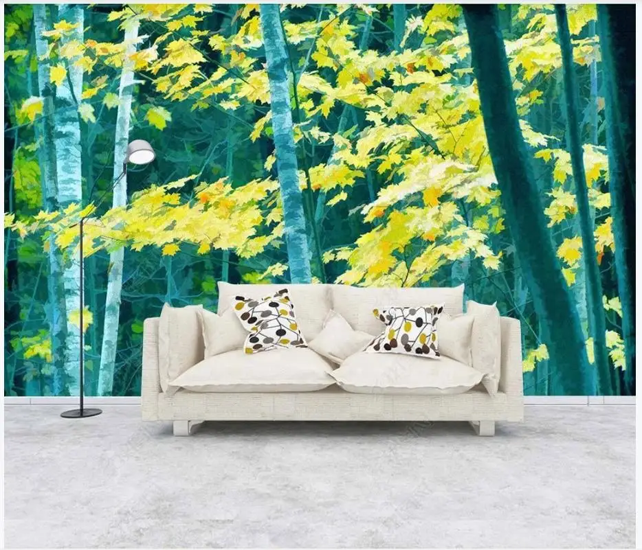 

Custom photo wallpaper for walls 3 d Cartoon murals Woods forest cartoon sofa tv background wall papers decoration painting wall