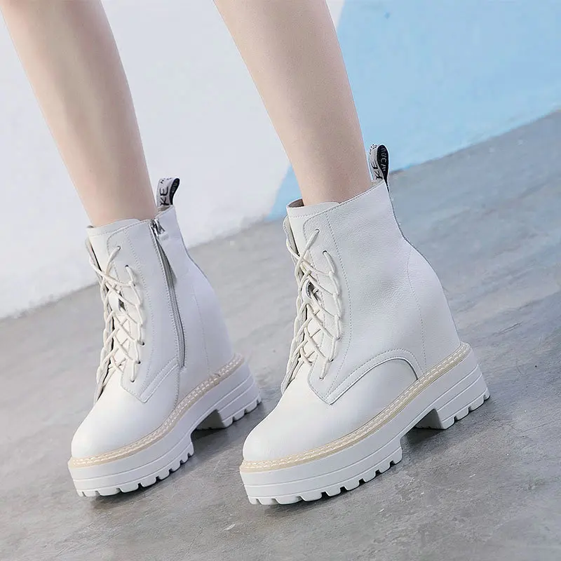 Зимние женские Ботинки Martin на молнии Женские ботильоны из натуральной кожи с