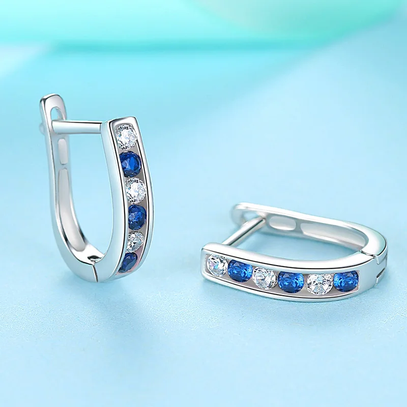 925 стерлингового серебра серьги гвоздики для женщин розового и голубого цвета с