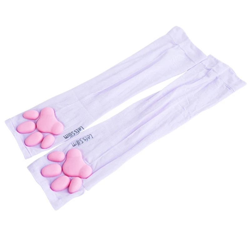 

Cooling Cute Cat Claw Fingerless Arm Sleeves Ice Tattoo Cover Up Sun Protection Cartoon Arm Covers Cosplay Kawaii Gloves