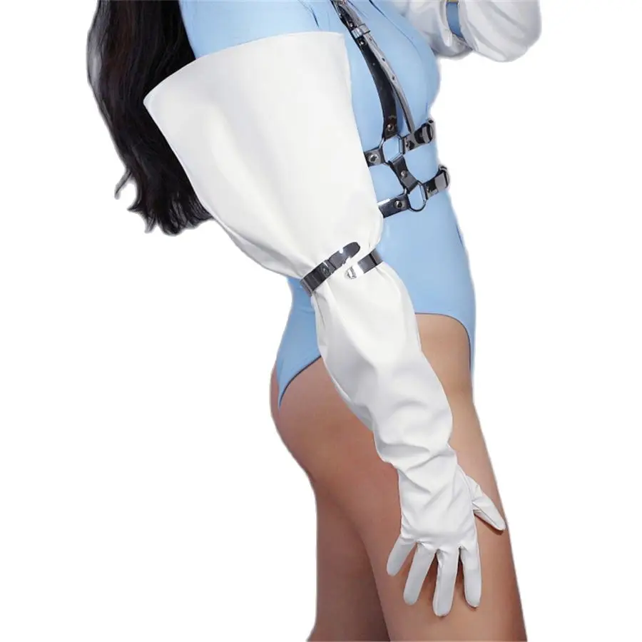 

Женские Лакированная Кожа PU перчатки длина 70 см из искусственной кожи с имитацией овчины большой рукав женские кожаные перчатки унисекс ...