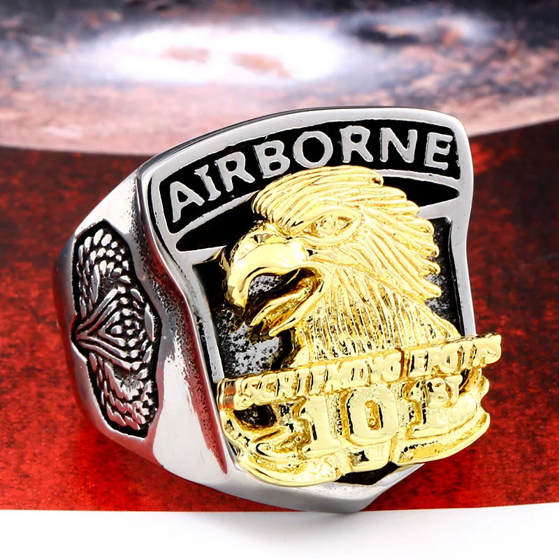 Мужское Золотое титановое стальное Винтажное кольцо орла армии США морской