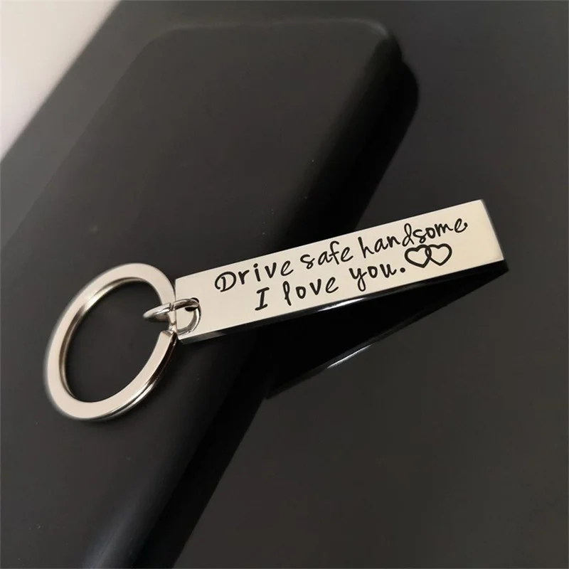 

2Pcs Couples Car Key Chains For Boyfriend Alloy Letter Keychain Drive Safe Handsome Love Gift Small Husband Boyfriend Present A+