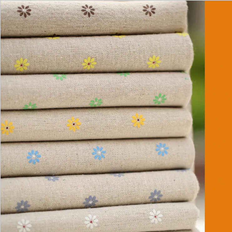 

Cotton and linen fabrics, Japanese and Korean flowers, small daisies, linen garden tablecloths, sofa fabrics