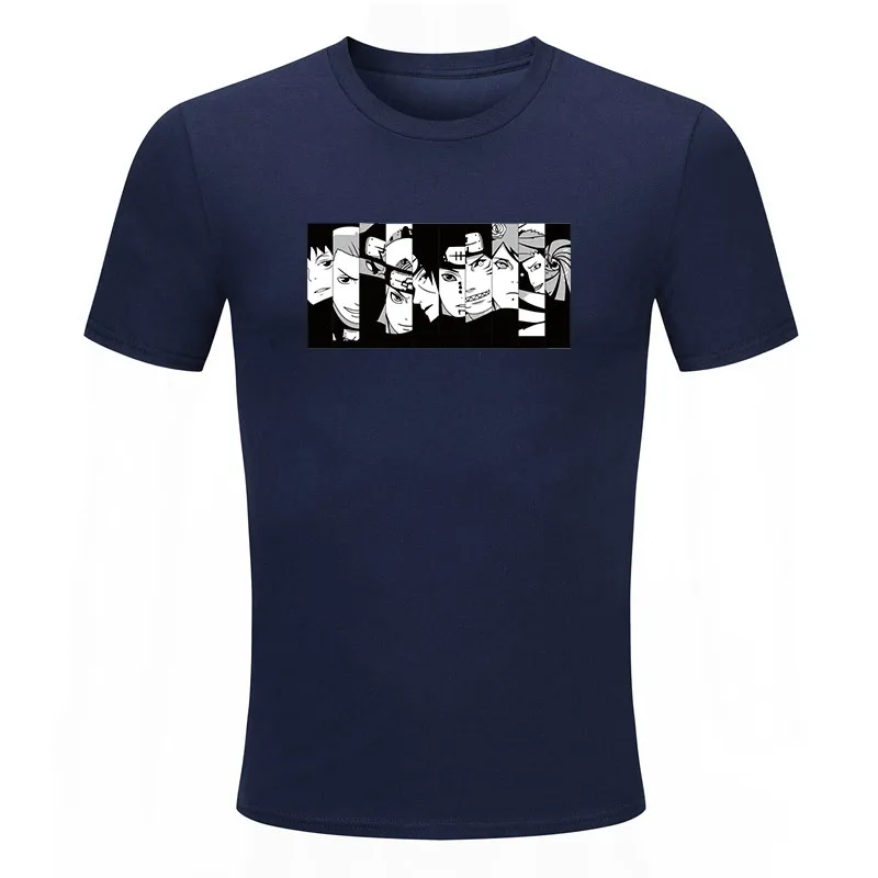 100% cotton men's summer T-shirt short-sleeved O collar clothes 2019 naruto print anime couple fashion tops | Мужская одежда