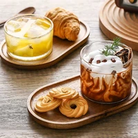 1 pcs serving tray oval wood natural dessert cup tray small wooden cheese plate tableware