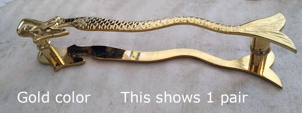 gold color Высокое Качество Отель Русалка раздвижные стеклянные дверные ручки, деревянная дверная ручка золотого цвета/красная медь/зеленая бронза 1000 мм длина - Цвет: gold color