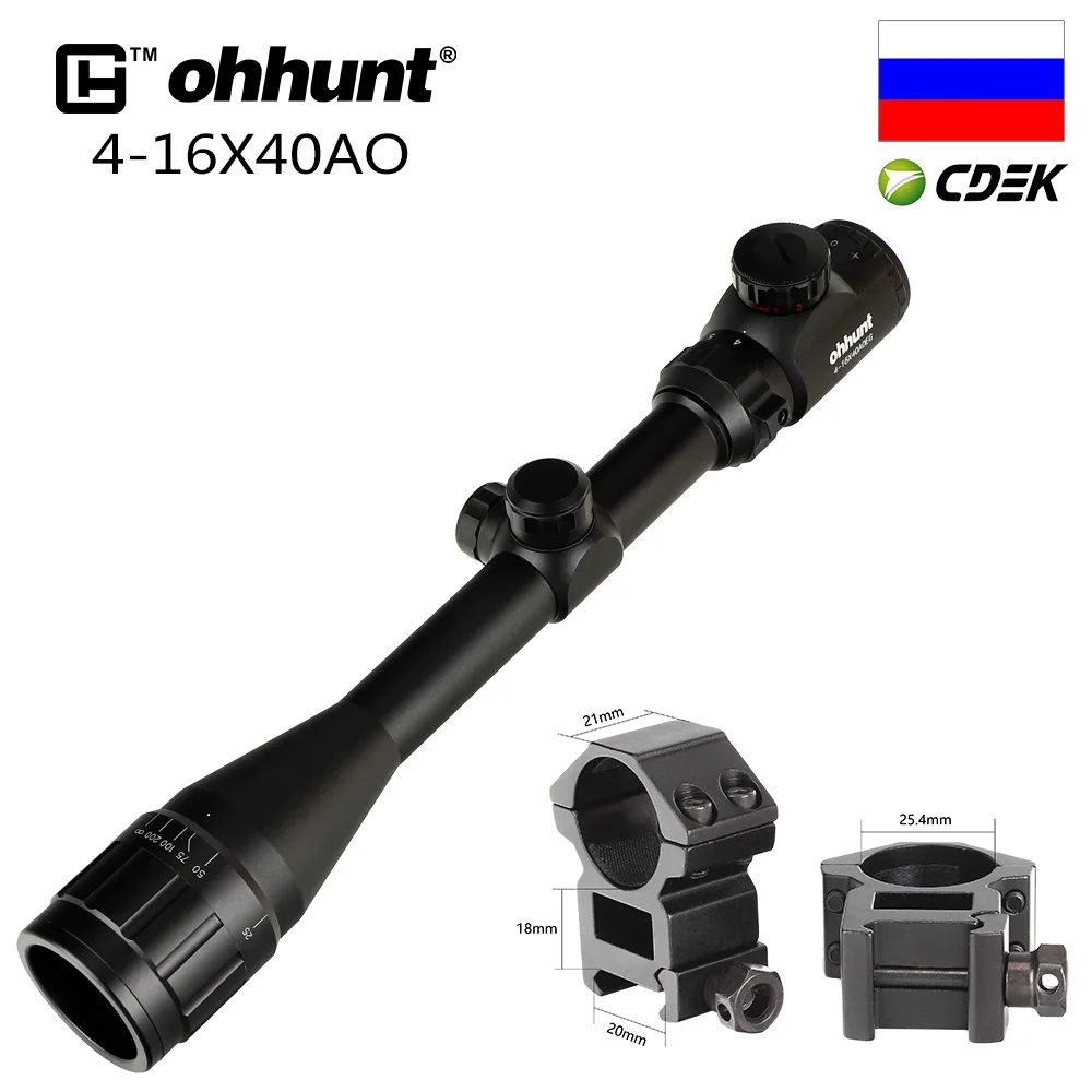 Ohhunt 4X32 3-9X40 4-16X40 6-24X50 винтовка Сфера провода охотничий прицел 1 дюймов оптический прицел тактический прицелы для стрельбы - Цвет: with Picatinny Ring