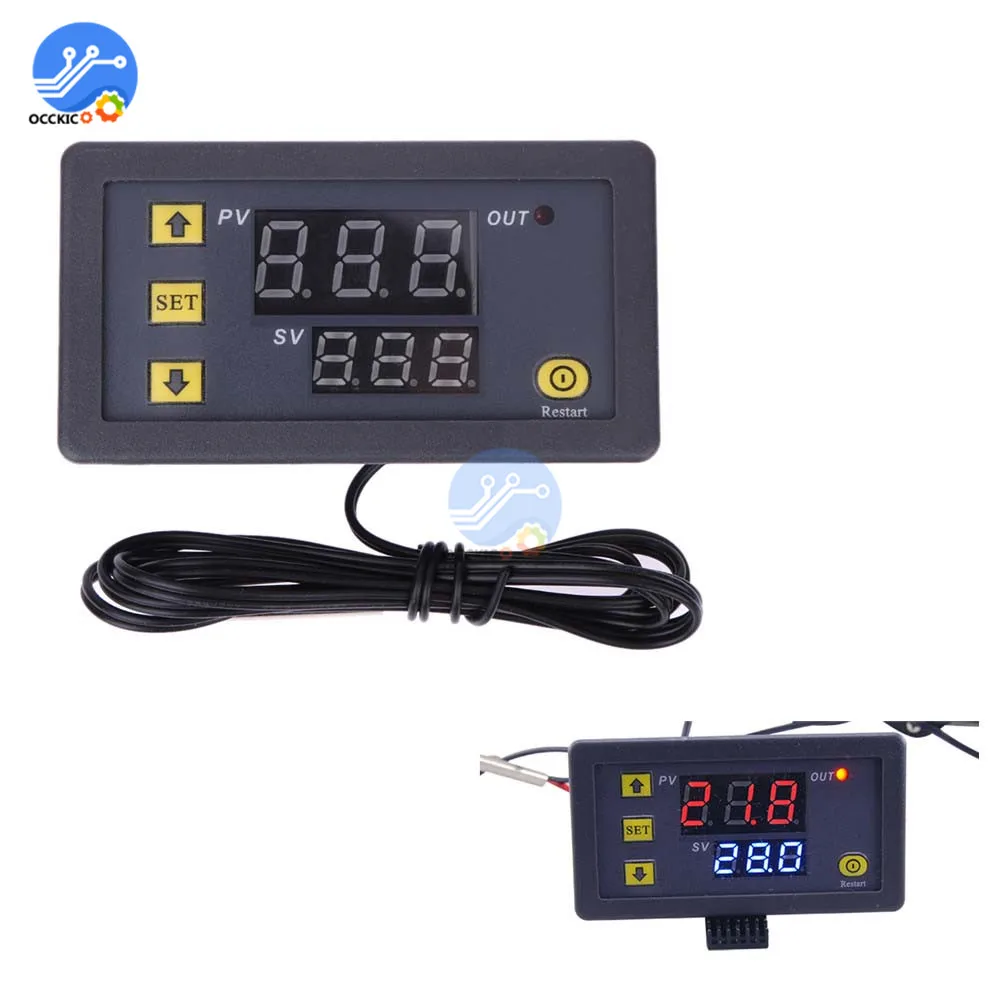 W3230 DC 12V цифровой контроллер температуры красный и синий дисплей 20A 55 120 градусов