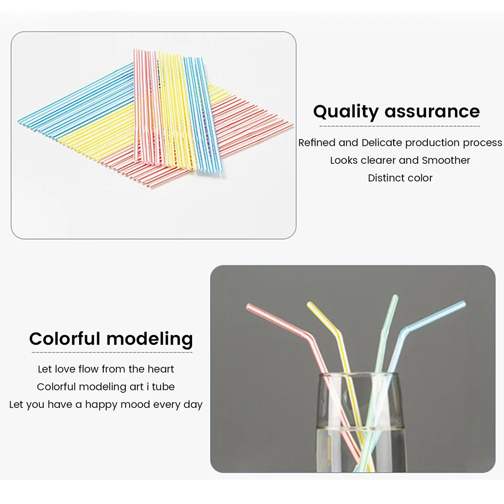 100 шт. многоцветные полосатые одноразовые пластиковые соломинки для вечерние