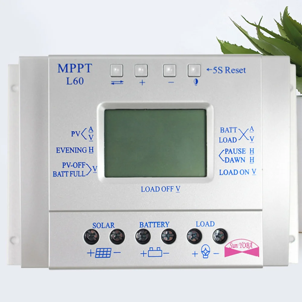 

1PC 60A MPPT 12V/24V Solar Charge Controller Solar Photovoltaic Power System Controller LCD Solar Cell Panel Controller with USB