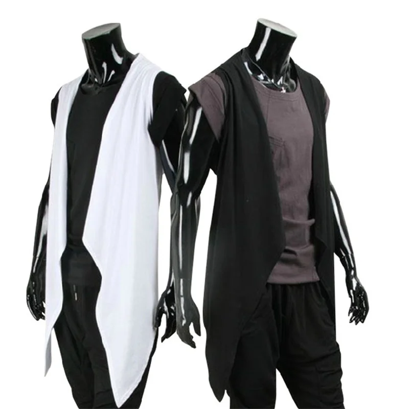 Мужской модный длинный жилет в стиле панк рок хип хоп для ночного клуба