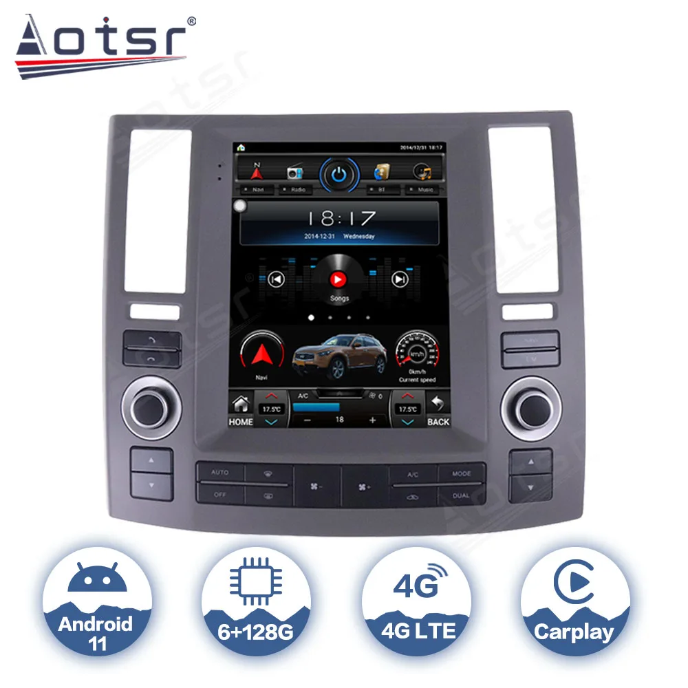 

Автомобильная магнитола AOTSR на Android 11 для Infiniti FX35 FX45 FX25 FX37 2006 2007 2008 2009 мультимедийный плеер GPS Авторадио для CarPlay