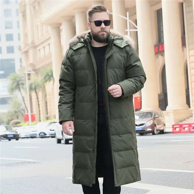 XL-7XL, 8XL, 9XL, 10XL, зимний теплый пуховик, плюс удобрение, большой размер, с капюшоном, Повседневный, мужской пуховик - Цвет: 197 Fur collar green
