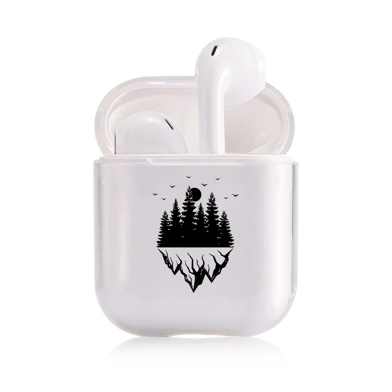 Чехол Airpods 1/2, прозрачный мягкий силиконовый чехол с рисунком восхода солнца для Bluetooth, беспроводной чехол для наушников, чехол для зарядки, сумки - Цвет: I301199