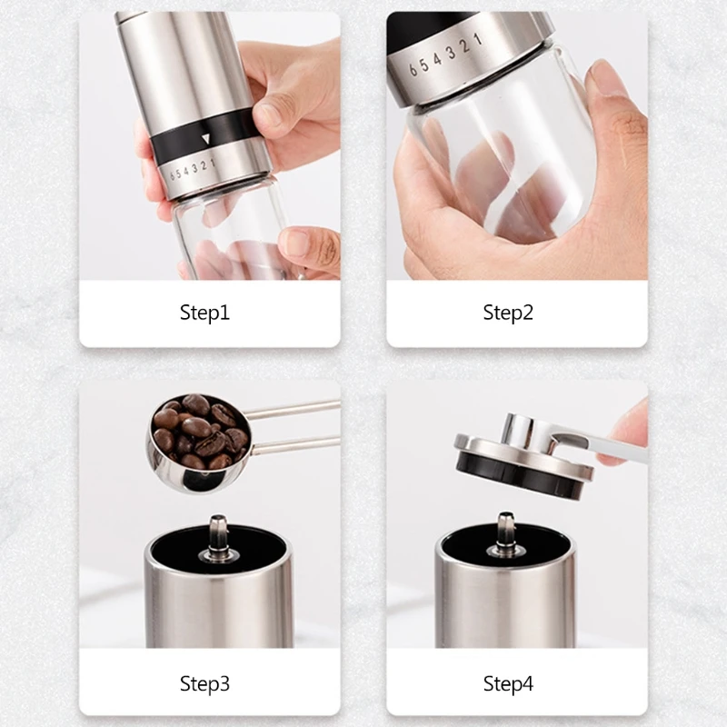 

Manual Coffee Grinder Portable Hand Coffee Bean Grinder with 6 Adjustable Settings for Office Home Traveling and Camping